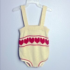 Cat & Jack Cream and Red Heart Romper 6-9 months